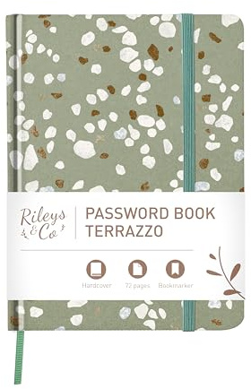 Rileys & Co. Terrazzo Elegance Password Book | Alphabetical Tabs, Password Organizer, Secure Internet & Website Login Keeper, Username Storage | Stylish and Durable (Green, 20.3 x 15.2 cm)