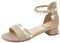 OALEEN Sandales Nu-pieds Femme Eté Petit Talon Carré Bride Cheville Paillettes Perles Chaussures Soirée Mariage Dorée 43
