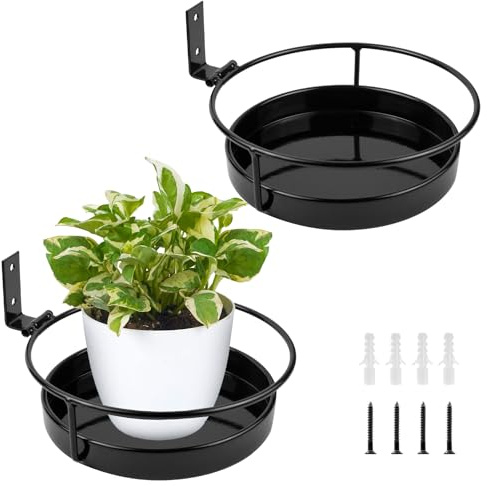 ARTORA Wandmontierter Pflanzenhalter, 2 Stück, Metall-Blumentopf, Wandregal, schwarz, für drinnen und draußen, dekorative schwebende Regale, Pflanzgefäß-Aufhänger-Racks für Schlafzimmer, Wohnzimmer