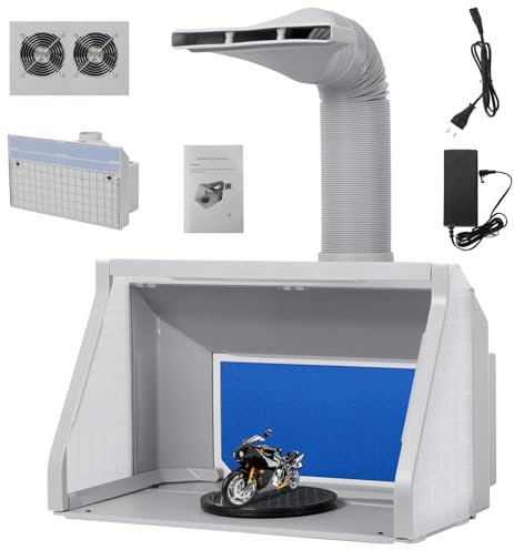 NArra Tragbare Airbrush Spritzkabine, faltbares Farbspritzbox mit leistungsstarken Dual Abluftventilatoren 3 LED Beleuchtungen, Platz für den Arbeitsbereich zum Malen von Modellen, DIY Kunsthandwerk