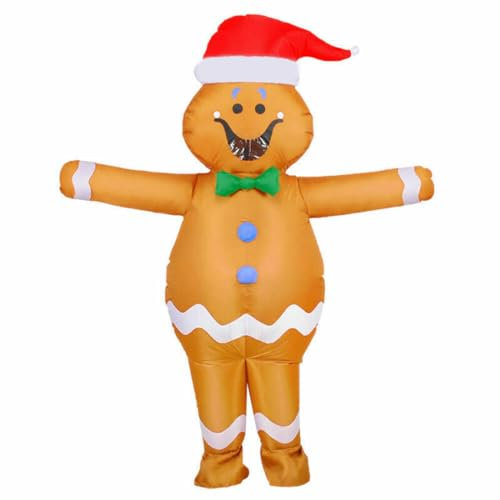 MJPARTY Inflatable Gingerbread Fancy Dress Costume Adult Christmas Below Up Suit