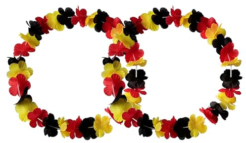 Simsky Deutschland Fanartikel Girlande, 2 Stück Deutschland Flagge Blumenkette Schwarz Rot Gelb, Fußball-Partydekoration, Geschenk
