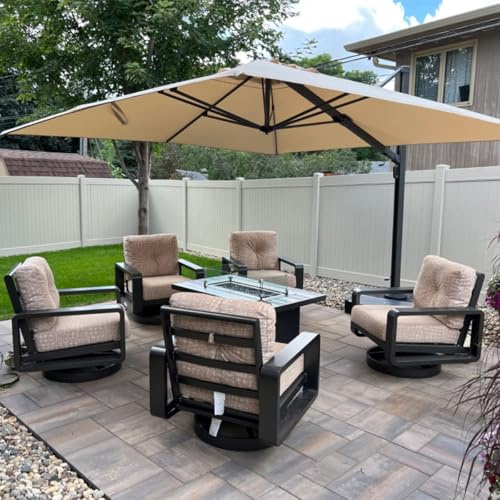 PURPLE LEAF Sonnenschirm 300 × 300 cm Eingebauter Griff UV-Schutz 50+ Beige