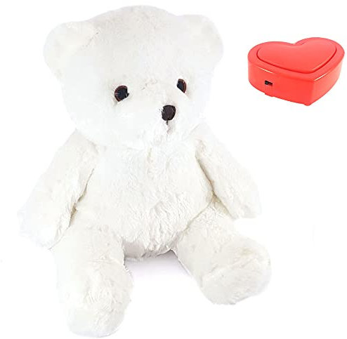 Peluche Oso Blanco con grabadora de Voz [Micrófono + MP3] | Oso Blanco 45 cm | con Voice Recorder | Tu Propia Voz | Regalo - San Valentín - Cumpleaños - Día de la Madre | Message in a Cuddle