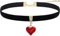 SALGIA Vintage Choker Damen, Samt Halskette Schwarz Choker, mit Herz Anhänger, Choker Verstellbare Länge, für Damen und Mädchen (A)