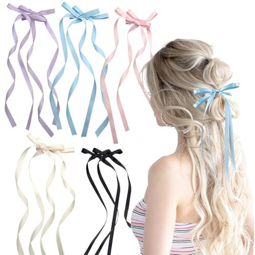 10 Pièces Pinces à Noeud Cheveux Femme en Satin Soyeux, Noeud Cheveux Femme Barette, Pince à Cheveux avec Nœud en Métal, Barrettes à Cheveux avec Grand Nœud Français