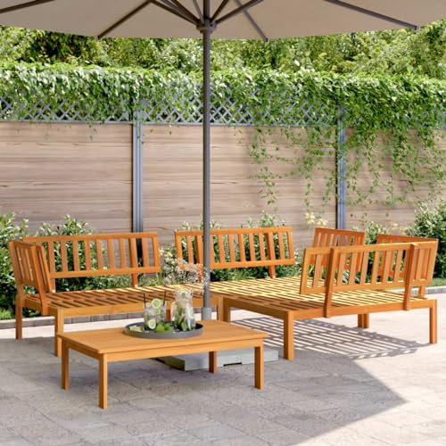 Willood 4tlg.Garten-SofaGarnituraus Paletten Massivholz Akazie Gartensofa aus Holzpaletten,LoungeSet Modular,Gartenbank Gartentisch Gartenmöbel Dunkelbraun Garnitur3