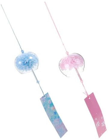 Toyvian 2pièces Cloches à Vent Verre Décorations Suspendues Japonaises pour Intérieur Et Extérieur Ornamental Wind Chime De Jardin Couleurs pour Balcons Et Jardins