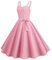 Generisch 2025 Femmes Casual Sans Manches Années 1950 Ménagère Soirée Robe de Soirée Robe Femme Robe avec Ceinture Élégante, Rose, XL