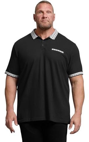 BadRhino Big & Tall Jacquard Checked Collar Polo Shirt - Men's - Plus Size Curve