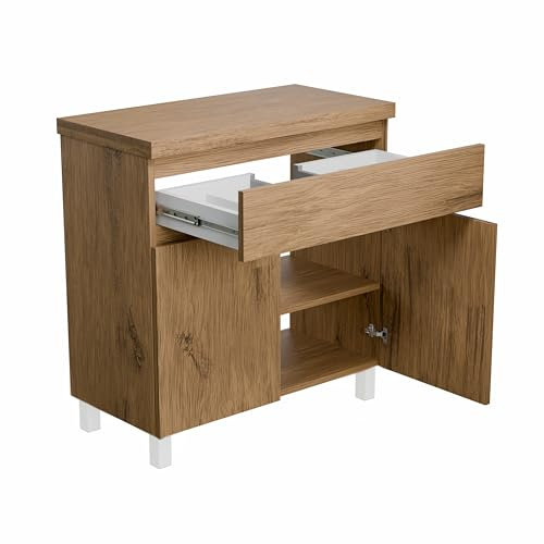 paplinskimoebel - Mueble bajo Lavabo Ariza Top Ancho 80 cm, sin Lavabo, Mueble bajo con cajón, suspendido o Independiente, para Lavabo sobre encimera - Madera/Roble Lancelot