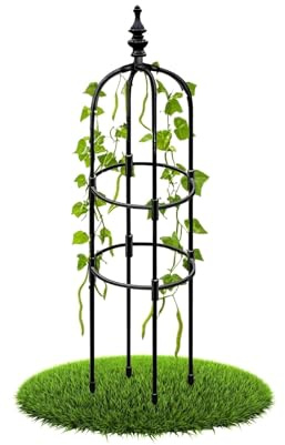 Generisch Rankhilfe Obelisk, 60 90 120 150 180 cm hoch, Rankhilfe Gurken Rankhilfen für Kletterpflanzen, Schwarz Metall Rankgitter für Rosen, Tomaten, Höhenverstellbar(Black,28 x 180cm/0.92 x 6ft)