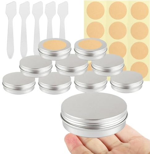 BPackGo Lot de 10 Pots en Aluminium Argenté 100ml - D83mm x H24mm avec Couvercle à Vis, Vides pour Cosmétiques, Crème, Baume, Bougie, Petit Contenant Métallique Voyage Ronde