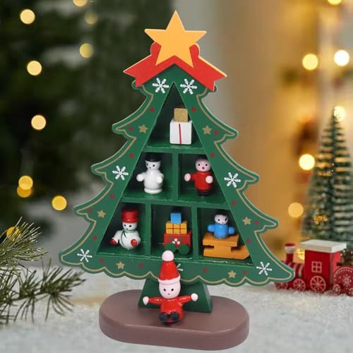 Weihnachtsdeko Tisch, Weihnachtsbaum Holz Ornament, Tannenbaum Holz Tischdeko, WeihnachtsdekoHolz,Winter Holzdeko,Tisch WeihnachtsschmuckHolz für Fensterbank Weihnachtsfeiern Kaminsims Tischdeko Büro