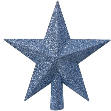 Kaemingk Christbaumspitze Kunststoff 19cm Stern mit Glitzer Weihnachtsbaumspitze - Christbaumschmuck & Weihnachtsbaumschmuck - Himmelblau
