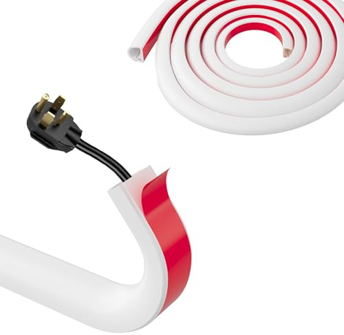 Holtrae Goulotte Passe Cable Blanc 4M Auto adhésif Petit Canal de Câble Flexible en PVC Cache Cable Sol Demi Rond TV Mural Cache Câbles Extérieur Résistant aux Intempéries pour Maison Bureau École