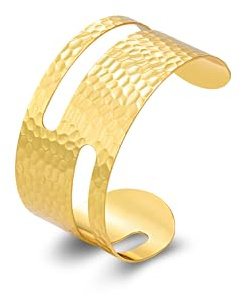 ALEXCRAFT 14K Vergoldet Armreif Große Breit Silber 925 Cuff Armband Damen