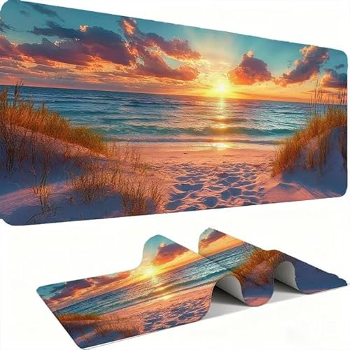 Strand Sonnenuntergang Mauspads, Mauspad XXL 60x30CM Gaming, schreibtischunterlage Gaming Tastatur Matte, Große Schreibtisch Matte, Großer Erweiterter Schreibtisch Schutz Für Home Office j0xk-246