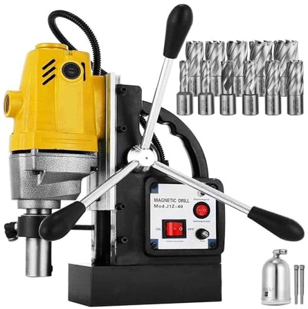 MD40 1100W Electric Magnetic Mag Drill Press Drilling Machine 11 Bits 550rpm for Beginners DIY Use