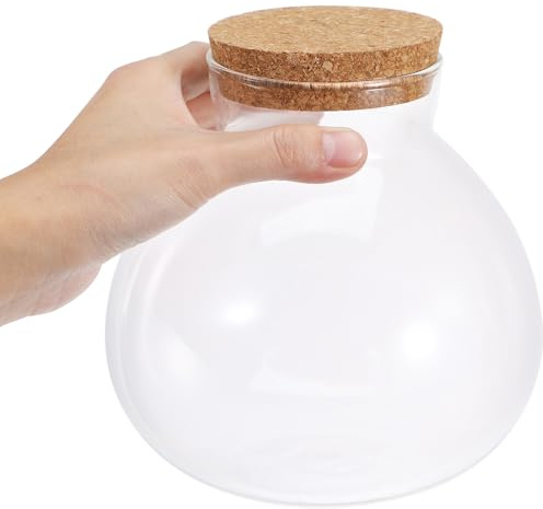 CONGARTENO Hermetosphäre Glas Terrarium mit Rundem Glasgefäß und Korkdeckel Moos Pflanzgefäß ohne Grate Leicht zu Reinigen für Selbstgemacht und Wohnraumdekoration