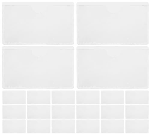 SHINEOFI 20 st. genomskinliga indexkortshållare, självhäftande, 7,5 x 13 cm | Öppen överdel för lastning - Hållare för indexetiketter, enkel organisering och skydd - PVC-hylsor för kontor, bibliotek, pap