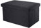 INTIRILIFE Faltbare Sitzbank 49x30x30cm in Diamant SCHWARZ - Sitzwürfel Stoff mit Stauraum und Deckel in Leinen Optik - Sitzcube Fußablage klappbare Aufbewahrungsbox Truhe Sitzhocker