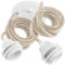 Hoopzi - Suspension Luminaire 2 Ampoules - 2,5m - Câble en Lin - Lustre pour Salon, Cuisine, Chambre - Modèle Hang 2 Lin Naturel Pavillon Blanc