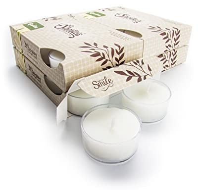 Pure Gardenia Teelichtkerzen, Großpackung (24 weiße, stark duftende Teelichter), hergestellt mit ätherischen und natürlichen Ölen, transparenter Becher für schönes Kerzenlicht, Blumen- und