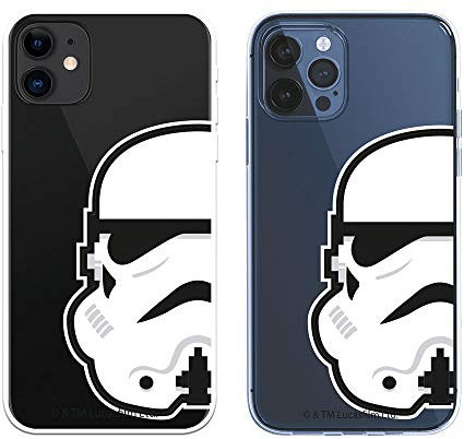 Case for iPhone 12 - iPhone 12 Pro, Official Star Wars Stormtrooper Silhouette, Transparent, Flexible Silicone, Officially Licensed Star Wars