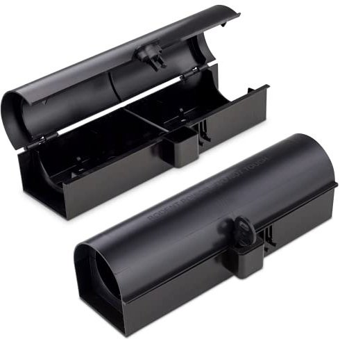 Köderbox Ratte schwarz I Kinder- und Haustiersicher I Effektive Ratten Köderstation für Rattengift, Giftköder I Rattenköderstation, Rattenköderbox Haus, Garten (2er Set)