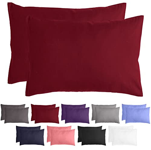 Komfortec Kissenbezug 40x60 cm 2er Set aus Gebürstet Mikrofaser mit Reißverschluss, Atmungskativ und Weich – Rot
