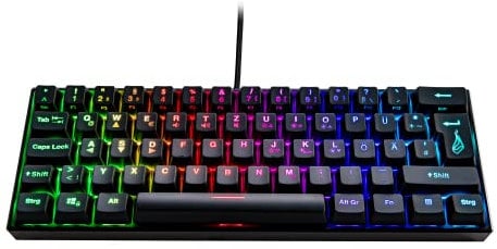 SureFire Kingpin M1 60% Mechanische Gaming Tastatur Deutsch, Gaming Multimedia Keyboard klein & mobil, RGB-Tastatur mit Beleuchtung, 100% Anti-Ghosting-Tasten, deutsches Layout QWERTZ