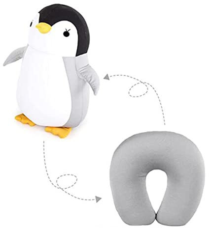 ACMEDE Nackenhörnchen 2 in 1 U-Form Nackenkissen Kopfkissen Nackenstützkissen Nackenstützen, Reisekissen Nackenhörnchen Verformung zur Plüsch Tier für Camping, Wandern, Auto, Flugzeug