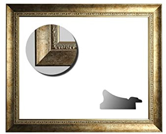 Barockrahmen weißgold verziert - Leerrahmen, 70 x 100 cm