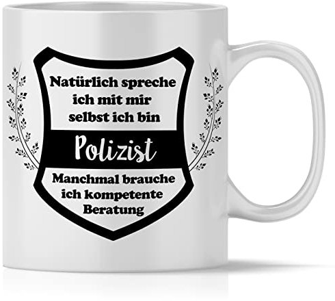 mindmonkeys® Polizei Geschenke für Männer Polizist Tasse mit Spruch kompetente Beratung Polizist Polizist als Dankeschön Weihnachten Keramik 300 ml