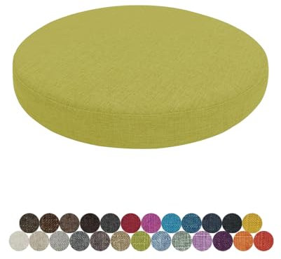 Lsjoaw Rund Sitzkissen Stuhlkissen 35 X 35 X 3CM(1 Pieces) Leinen Sitzpolster Abnehmbares Memory Schaum Runde Sitzauflage für Stuhl Bank Hocker Haus Küche Esszimmer Garten Büro,Light Grün