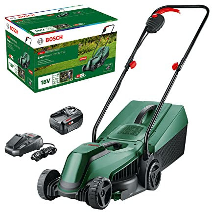 Bosch Cordless Lawnmower EasyMower 18V-32-150 (Up to 100 m2 with a 3.0 Ah Battery; 18 Volt System; Cutting Width: 32 cm; with Charger and 3.0 Ah Battery)