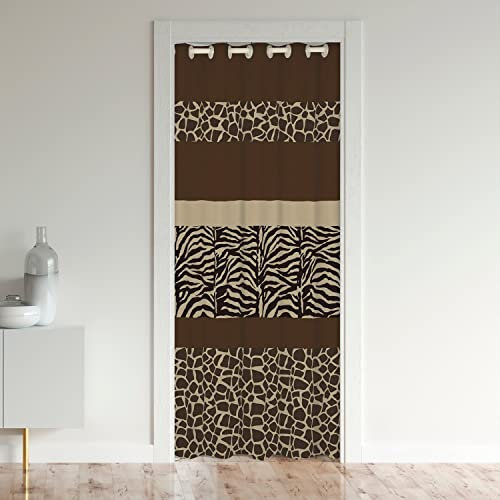 Leopard Door Curtain for Doorway Privacy Cheetah Strip Lines Window Treatments for Home Living Decor Reversible Safari Animal Modern Art Room Curtain 132x203cm