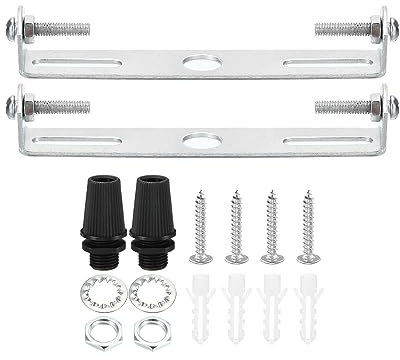 PATIKIL 100mm Support de Fixation Plafonnier, 2 Ensemble Lumière Luminaire Montage Support Plaque Acier Barre Transversale pour suspensions Mur Lumière, avec Vis Rondelle Écrou
