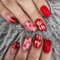 24Pcs Christmas False Nails Short, Square French Press on Nails Red Love Stick on Nails, Removable Glue-on Nails with Adhesive Tabs, Acrylic Full Cover Fake Nails for Women Girls Nail Art Accessories