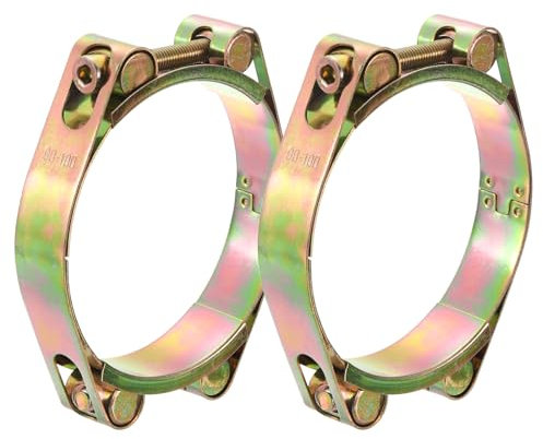 sourcing map 2Pcs T-Bolt Hose Clamps, 90-100mm/3.54-3.94 ID Range, Carbon Steel Radiator Hose Clamp Intake Clamp for Truck Exhaust