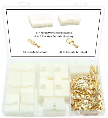 YIXISI 112 Pièces 6.3mm Automobile Connecteur Kit, 8 Broches de Fil Électrique Connecteur et Femelles Sertir Cosse Assortiment, pour Moto, Voiture, Camion, Scooter, Bateaux Électrique