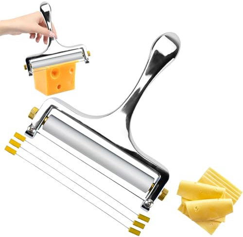 LPAMABA Coupe Fromage avec Rouleau et Fil de Coupe,Trancheuse à Fromage avec 3 Fils de Rechange Supplémentaires,Trancheuse Fromage Raclette,Trancheuse Fromage Manuelle,pour Fromage et Beurre
