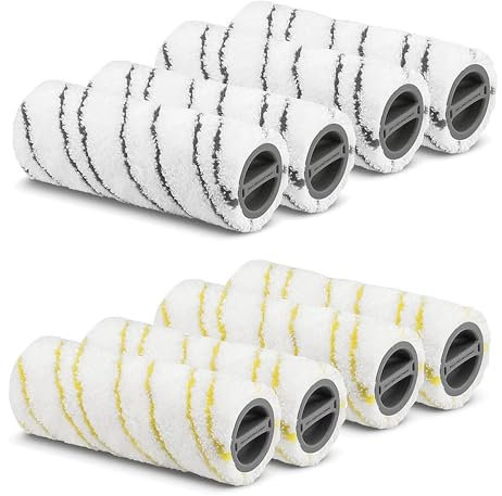 8 rodillos para Karcher FC7 FC5 FC3D FC3, rodillo para Karcher, rodillos de repuesto, cepillos de limpieza accesorio reemplazo de rodillos 2.055-006.0 y 2.055-006.0 (amarillo y gris)