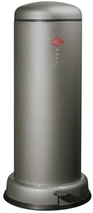 WESCO Poubelle Big Baseboy de couleur graphite, tôle d'acier revêtue par pulvérisation, volume de 30 litres, amortisseur intégré, pédale en métal avec surface de marche en caoutchouc