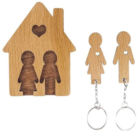 Terrassen Dunkelheizstrahler Holz für Paare, Wandmontage, Schlüsselanhänger, Ständer, DIY, hängender Schlüsselanhänger, Geschenk, Auto-Schlüsselanhänger, Zubehör für Frauen und Metall (Khaki, 18X12cm)