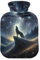 Wärmflaschen mit Wolf-Motiv Howling Lightning Sky für heiße oder kalte Kompresse, 2 l