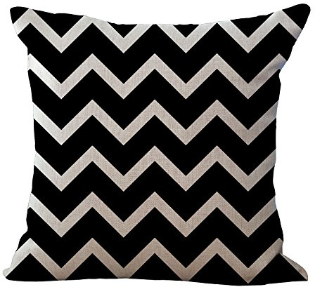 Kissenbezug 50x50 Schwarz Gestreift Weiß Kissenbezüge Leinen Deko Kissen für Sofa Schlafzimmer Gartenbett Outdoor Kissen Waschbar Kissenhüllen Atmungsaktiv Kissenbezug