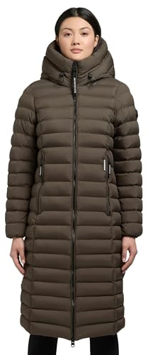 khujo Damen Wintermantel warmer Steppmantel lang mit hohem Kragen und großer Kapuze Imes-YM XS-XXL