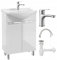 .Deftrans waschbecken mit unterschrank 60 x 85 x 43,5 cm -waschtisch mit unterschrank, gäste wc 60 cm weiß, waschtischarmatur, Siphon, klick klack